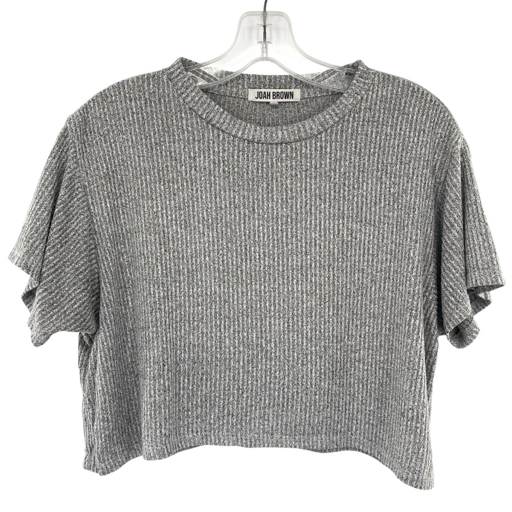Joah Brown Gray Ribbed Crop Top